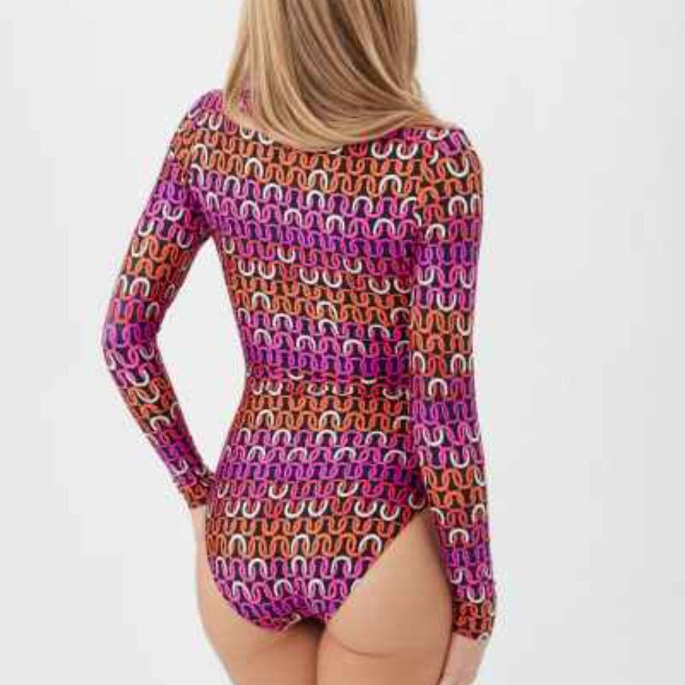 ❤️💜Trina Turk Echo Plunge RashGuard M~L ❤️💜FAV! - Picture 7 of 7
